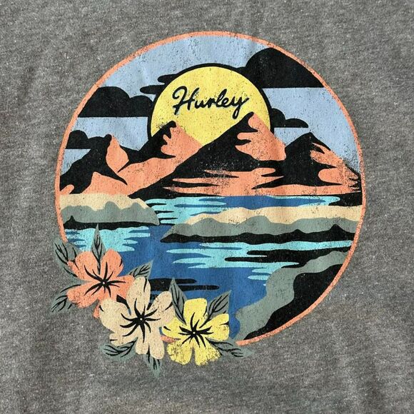 NWT Hurley Graphic Sweater May Girlfriend Crewneck Fleece Pullover Gray Medium - Picture 4 of 7